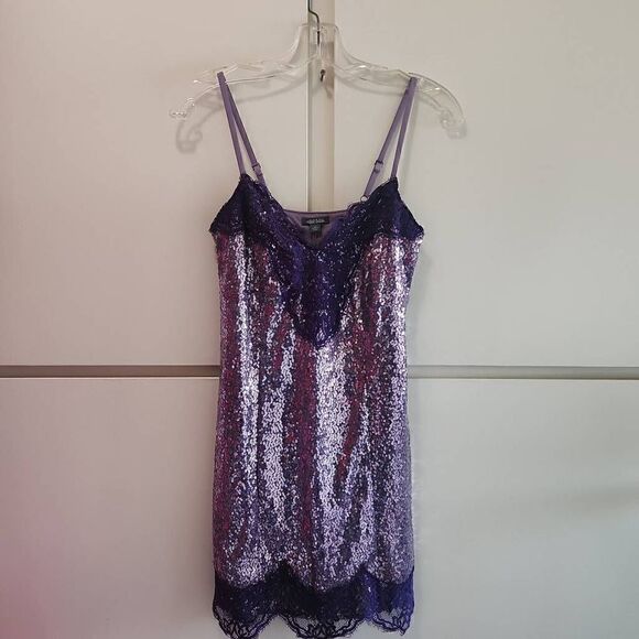 Wild Fable Juniors Lilac Sequins and Purple Lace Mini Slip Dress, NWT. Sz. XS - Picture 1 of 10